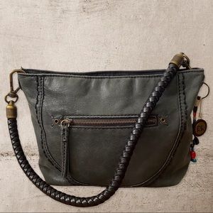 THE SAK Leather Handbag Purse Woven Handle